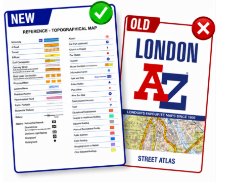 The new topographical reference map replaces the old London A to Z street atlas